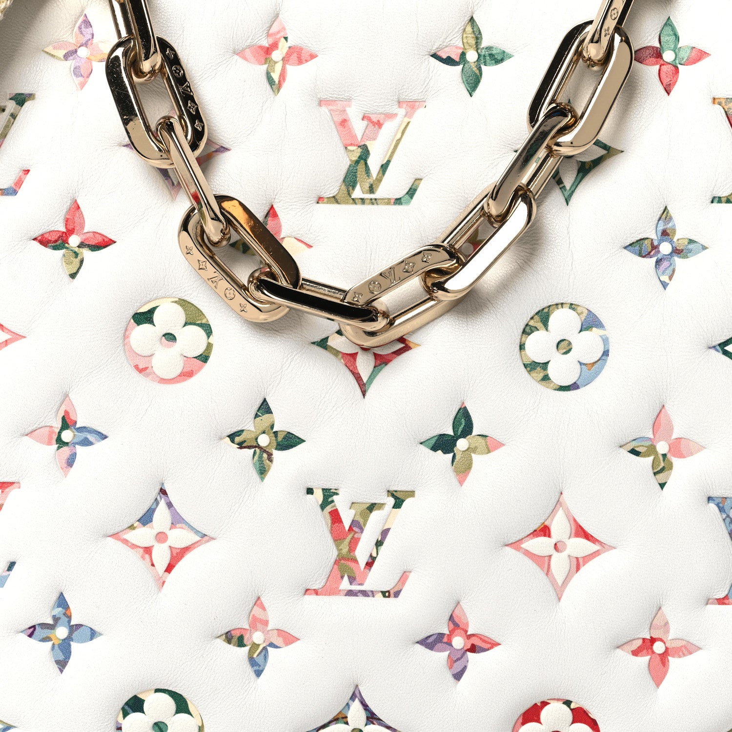 Louis Vuitton Lambskin Embossed Monogram LV Garden Coussin PM Cream 9 of 11