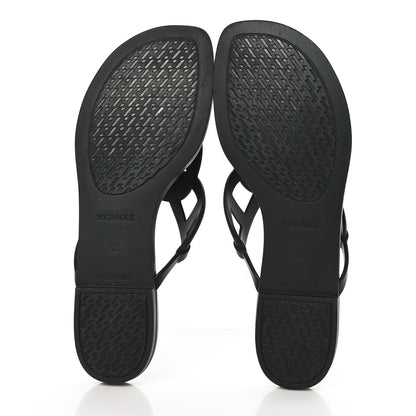 Hermes Rubber Womens Egerie Sandals 38 Black 5 of 9