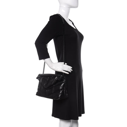 Saint Laurent Lambskin Quilted Small Loulou Puffer Monogram Chain Satchel Black 3 of 12