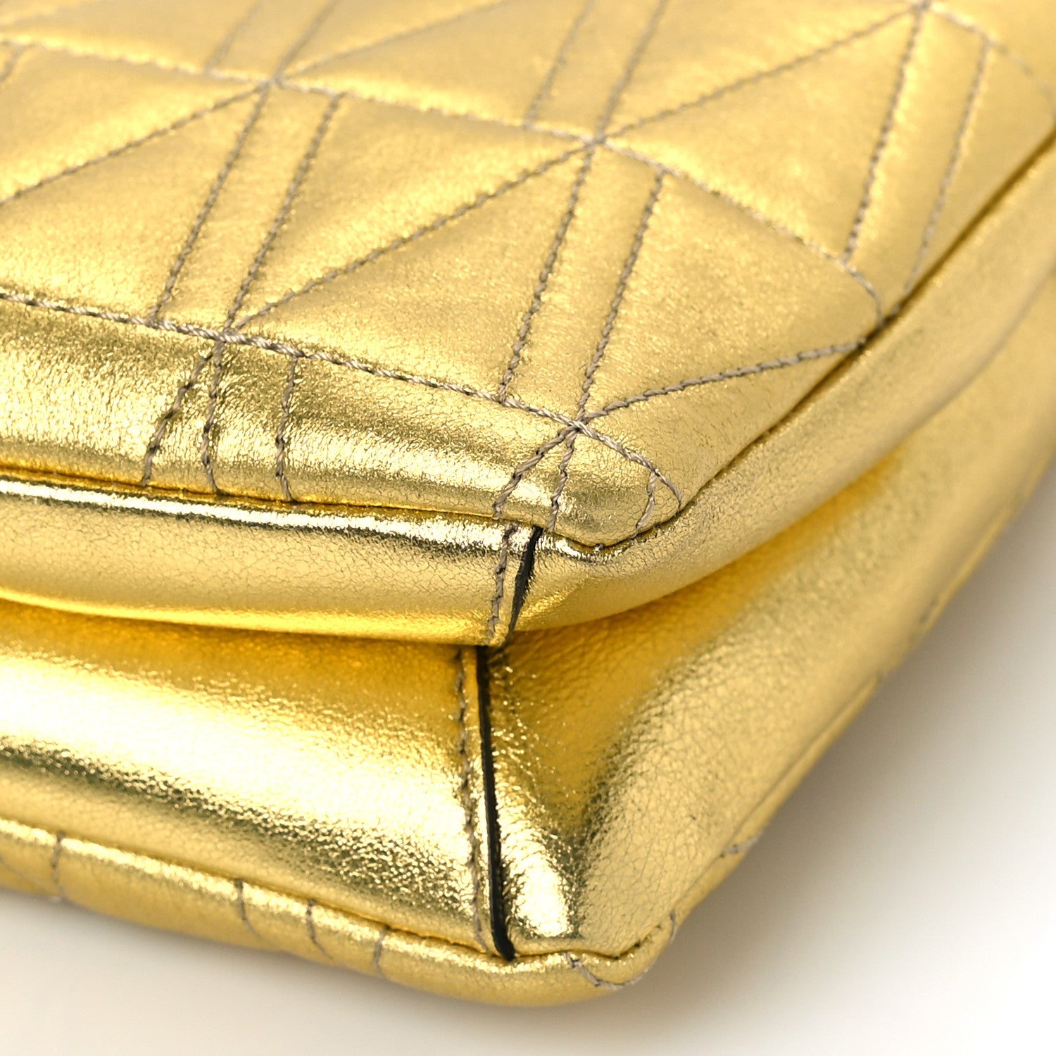 Versace Metallic Lambskin Quilted Virtus Crossbody Bag Gold 8 of 9
