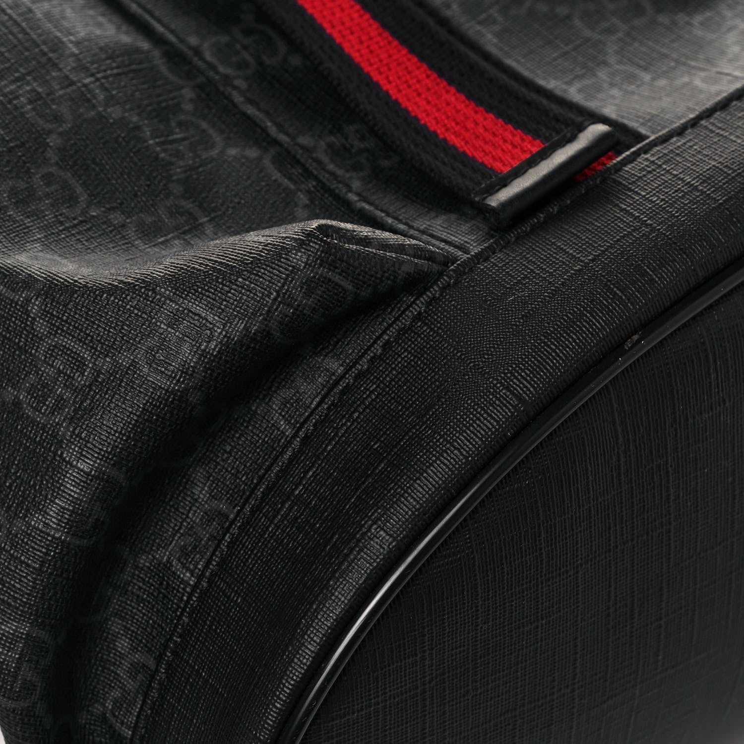 Gucci Soft GG Supreme Monogram Appia Calfskin Web Double Buckle Backpack Black 9 of 14