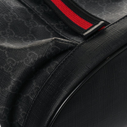 Gucci Soft GG Supreme Monogram Appia Calfskin Web Double Buckle Backpack Black 9 of 14