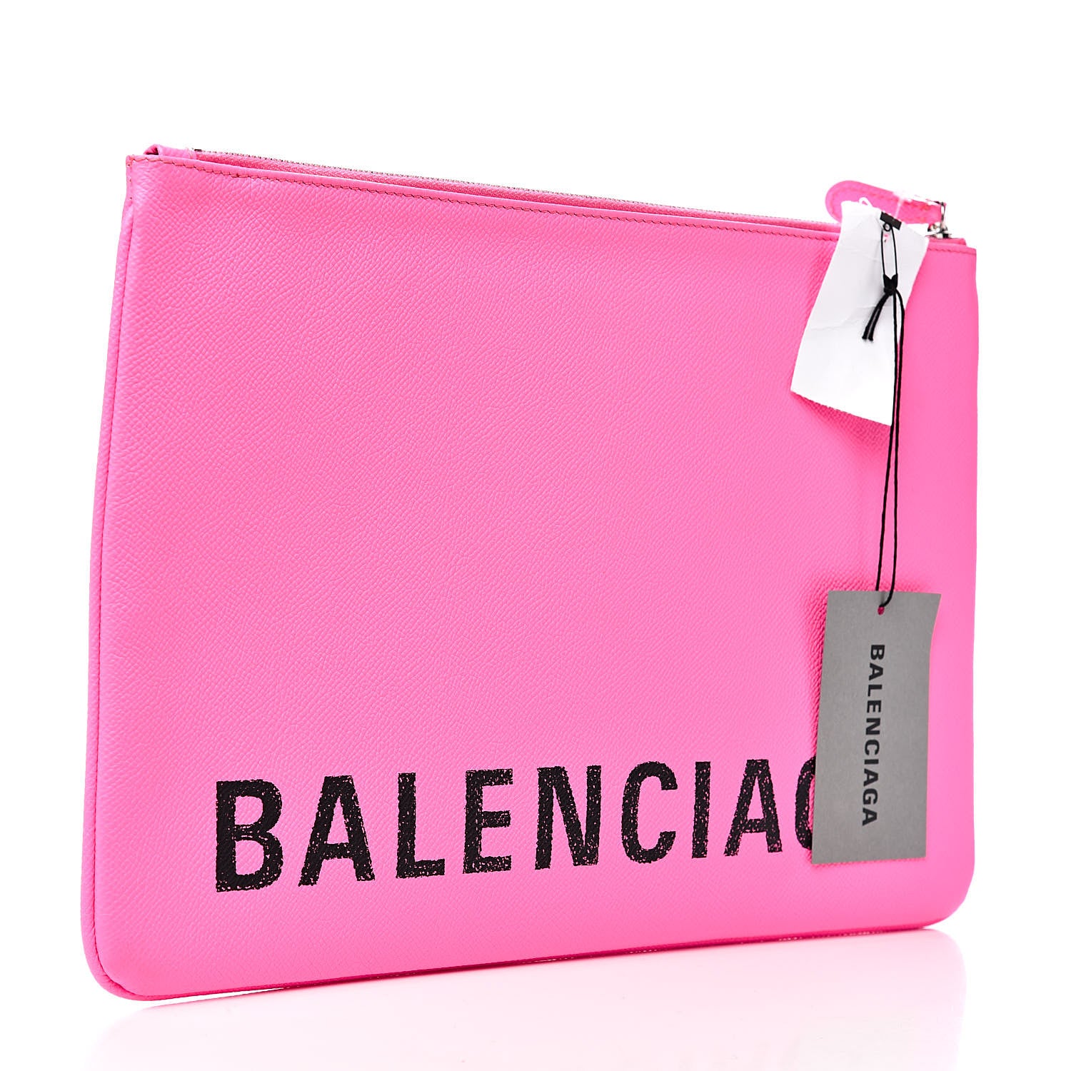 Balenciaga Calfskin Logo Large Zip Pouch Acid Pink 3 of 7