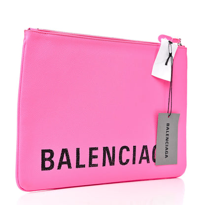 Balenciaga Calfskin Logo Large Zip Pouch Acid Pink 3 of 7