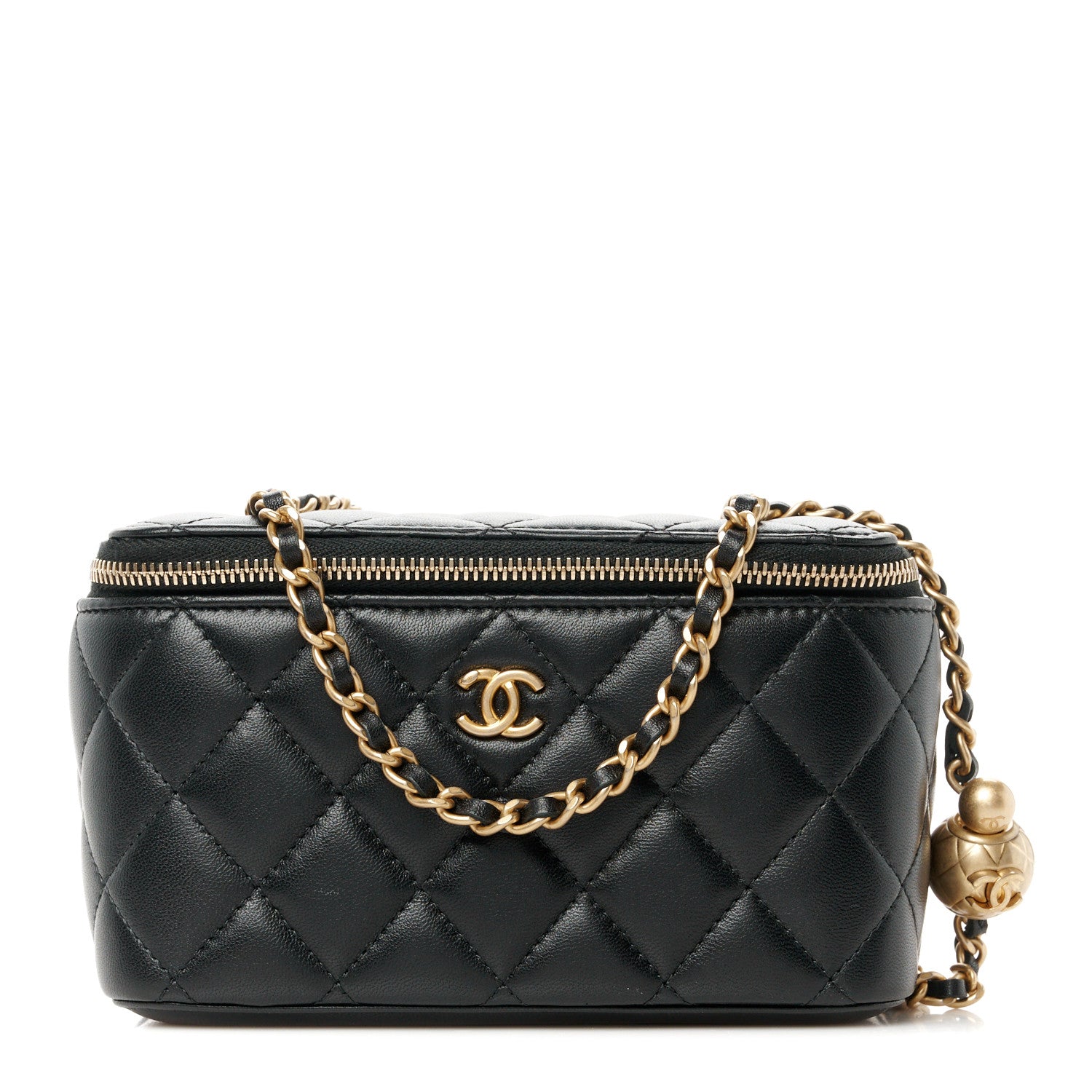 Chanel Lambskin Quilted Pearl Crush Small Vanity Case With Chain Black 1 of 11