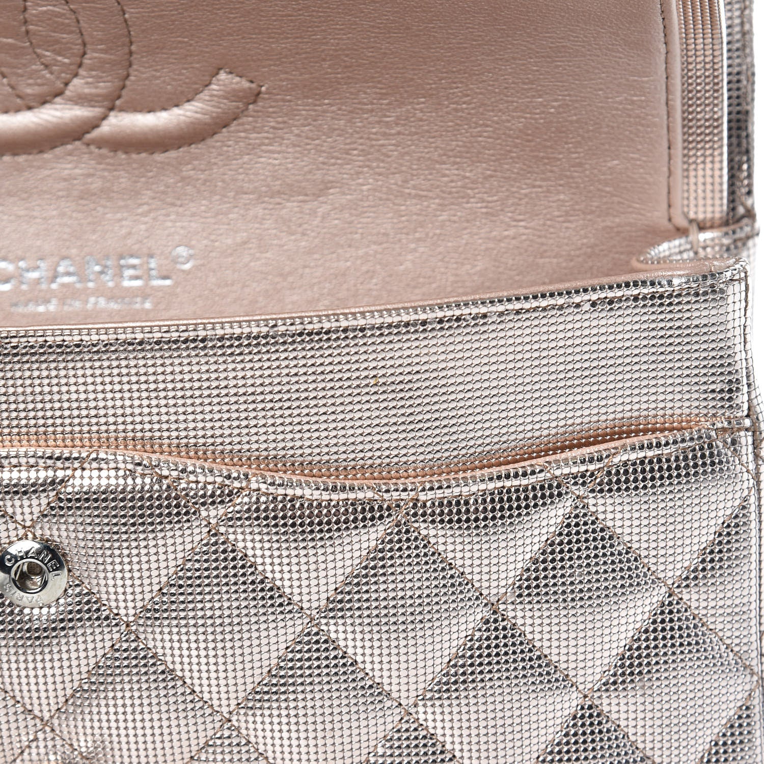 Chanel Metallic Calfskin Pixel Effect Medium Double Flap Pinky Gold 12 of 12