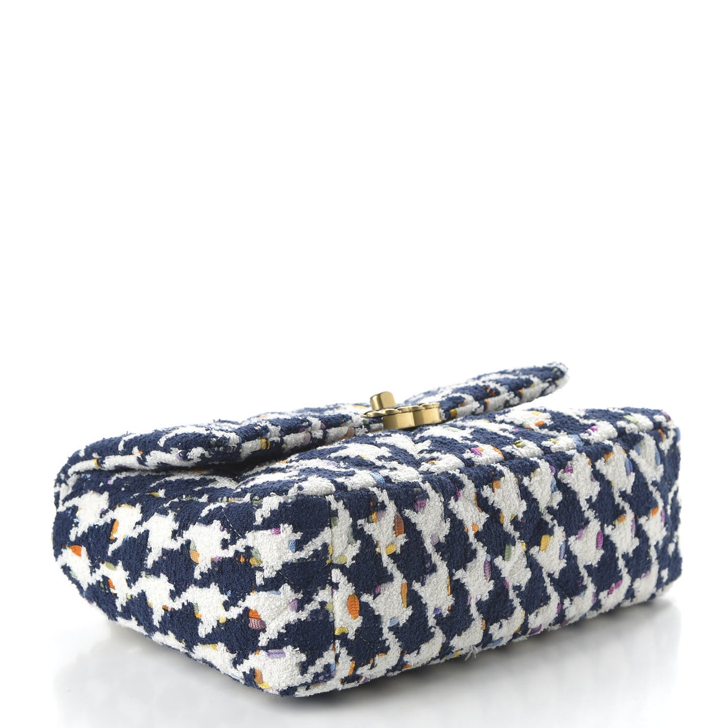 Tweed Quilted Medium 19 Flap Ecru Navy Blue Multicolor