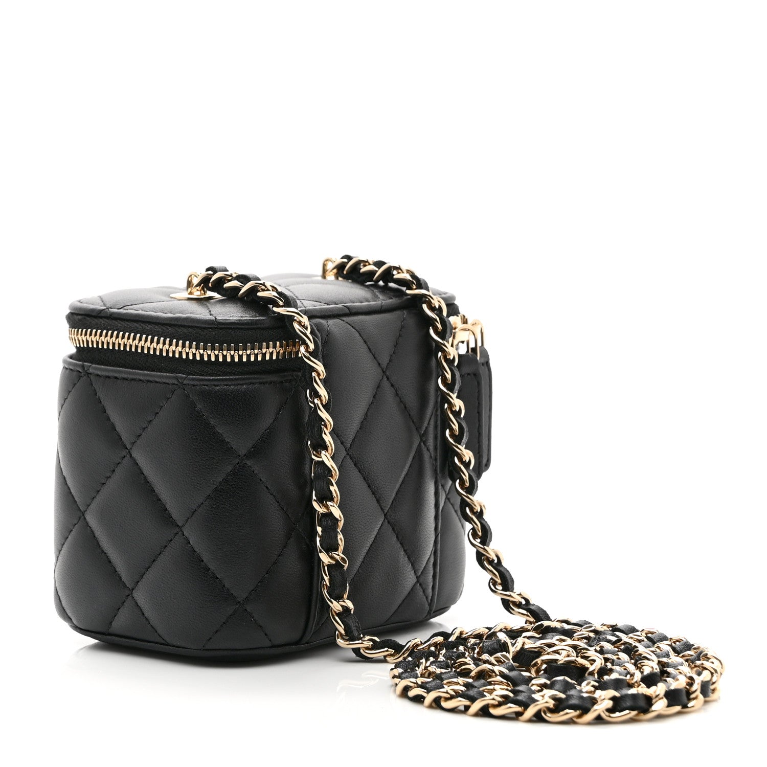 Chanel Lambskin Quilted Mini Vanity Case With Chain Black 3 of 10
