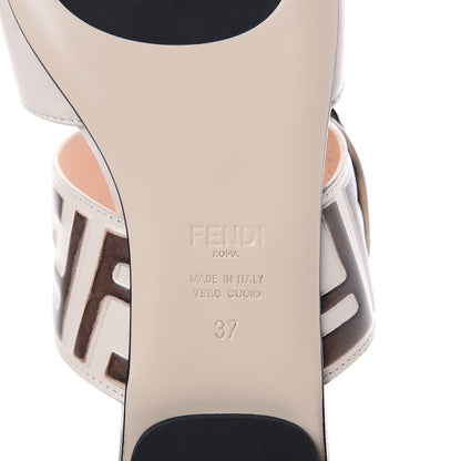Fendi Vitello FF Embossed Buckle Flat Mules 37 Camelia Moresco 6 of 9