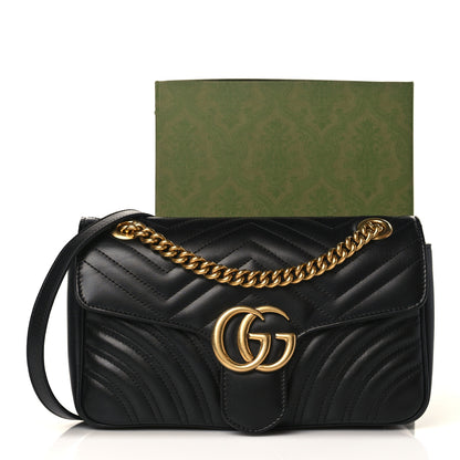 Gucci Calfskin Matelasse Small GG Marmont Shoulder Bag Black 9 of 9