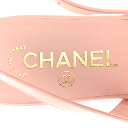 Chanel Lambskin Pointed Toe CC Slingback Flats 37.5 Pink Black 7 of 11