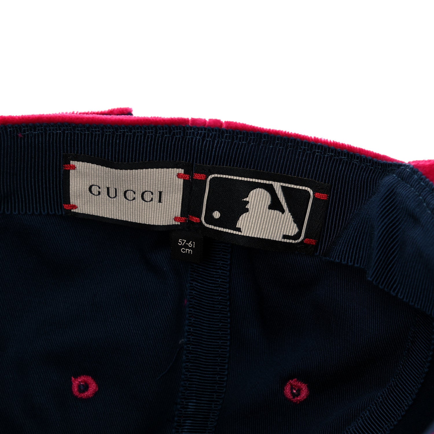 Gucci X MLB Velvet NY Yankees Baseball Hat 57-61 Pink 6 of 7