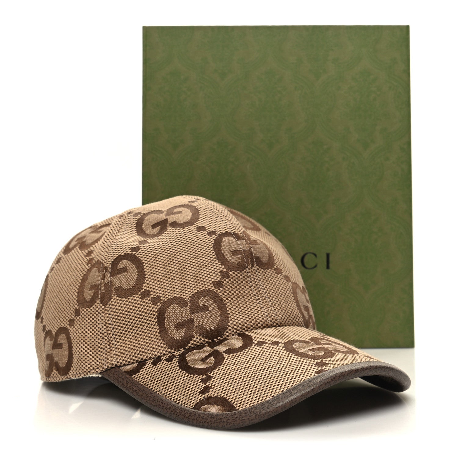 Gucci Monogram Jumbo GG Baseball Hat L 58 Camel Ebony 10 of 10