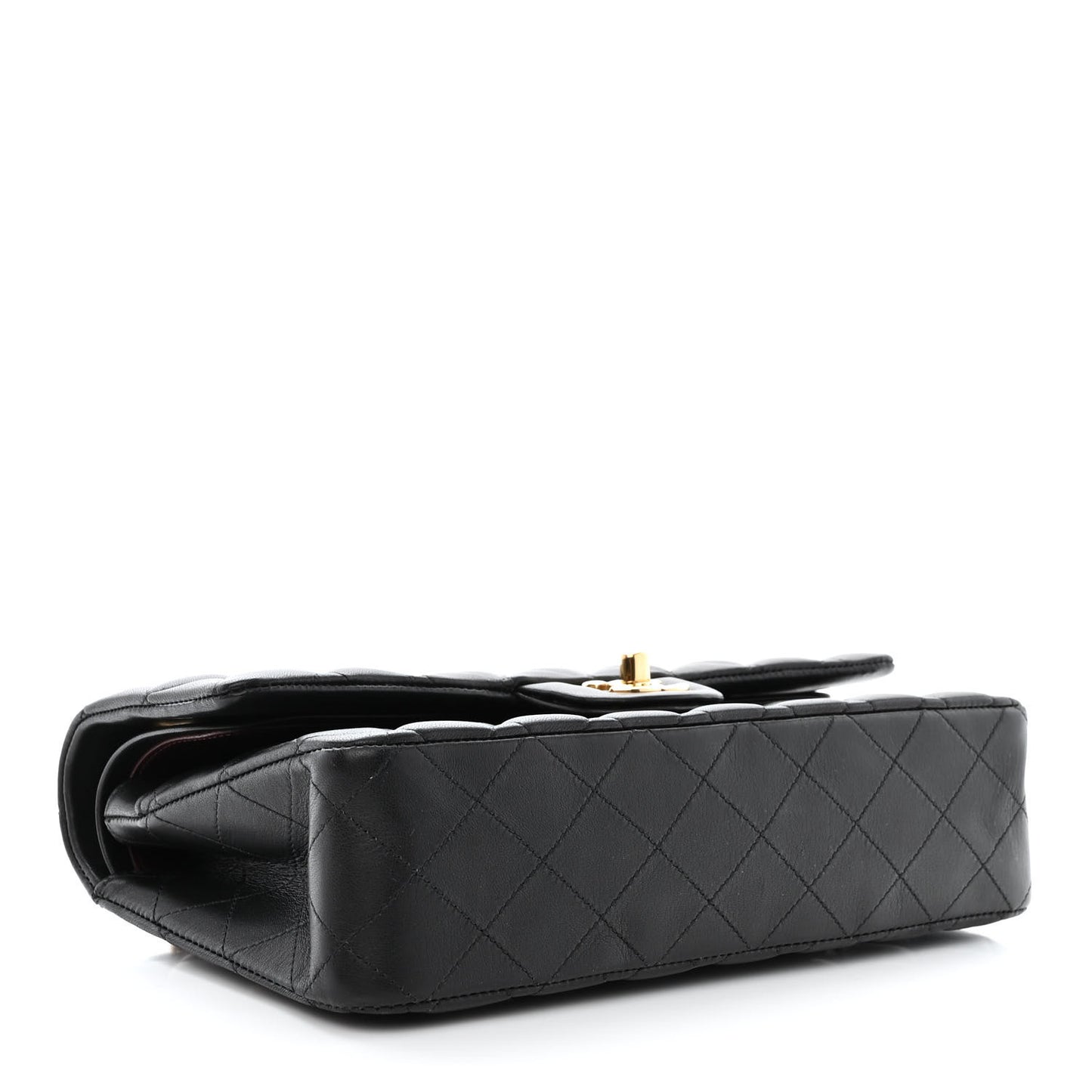 Lambskin Quilted Medium Double Flap Black