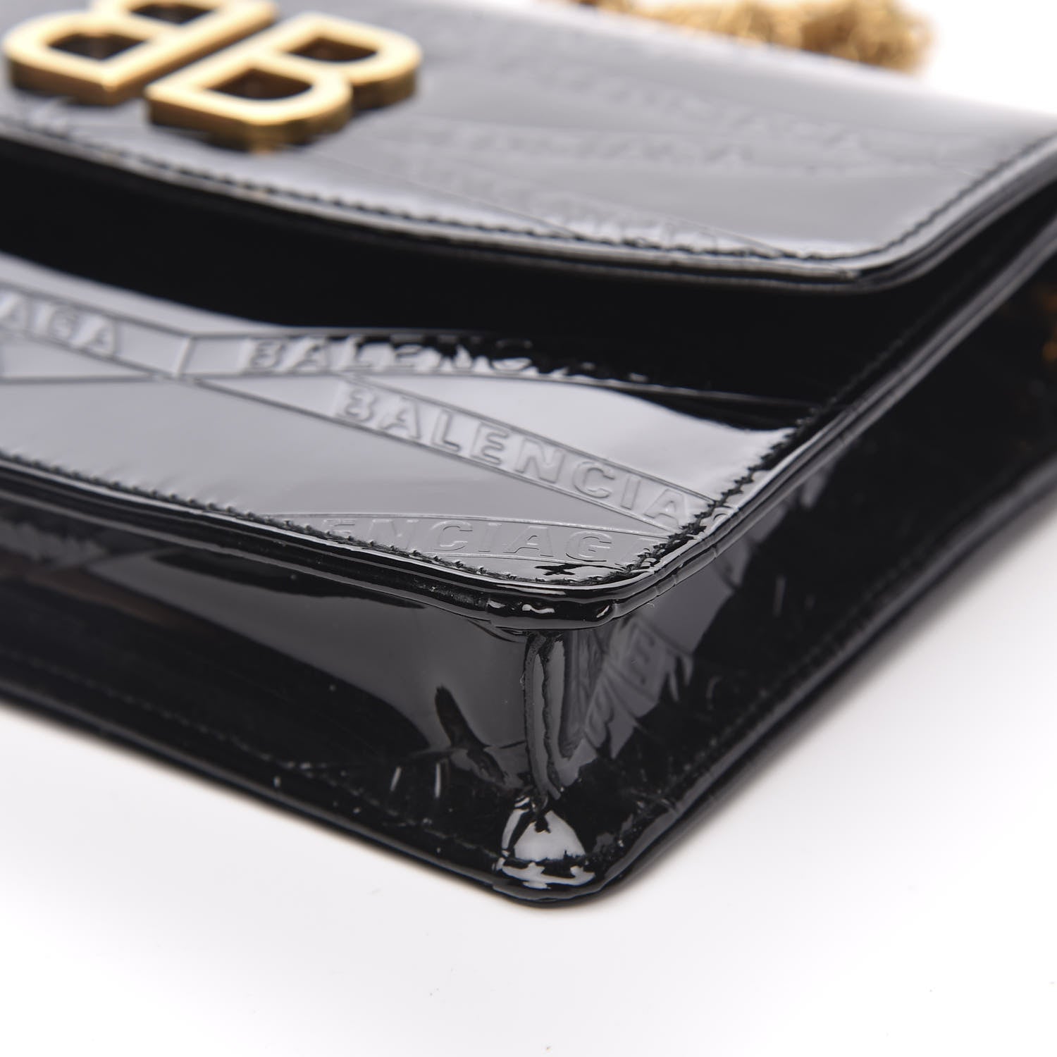 Balenciaga Patent Losange Monogram Embossed BB Wallet On Chain Black 8 of 10