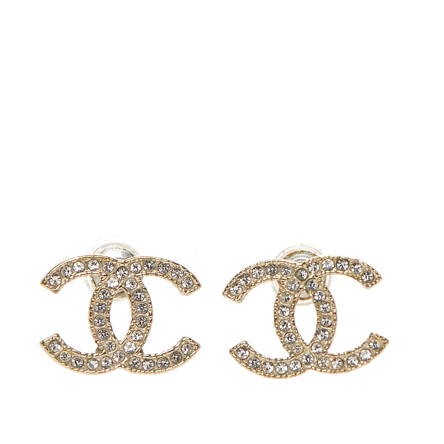 Chanel Crystal CC Earrings Gold 1 of 5