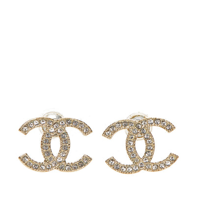 Chanel Crystal CC Earrings Gold 1 of 5