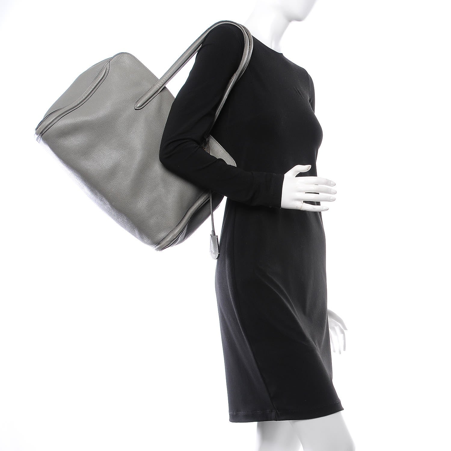 Alexander McQueen Pebbled Calfskin Large Skull Padlock Zip Around Tote Dark Grey 2 of 28