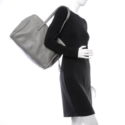 Alexander McQueen Pebbled Calfskin Large Skull Padlock Zip Around Tote Dark Grey 2 of 28