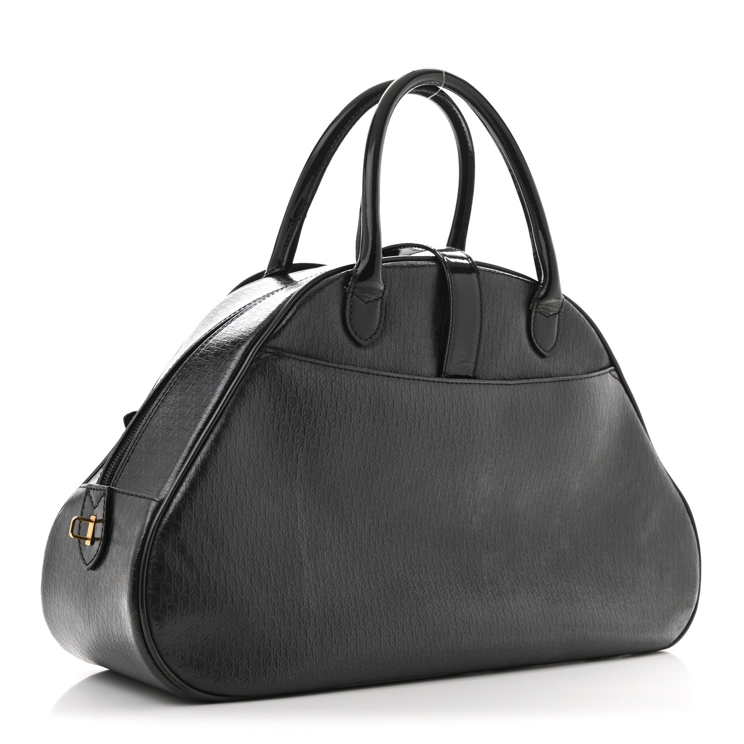 Christian Dior Patent Calfskin Embossed Saddle Bowler Black 3 of 15