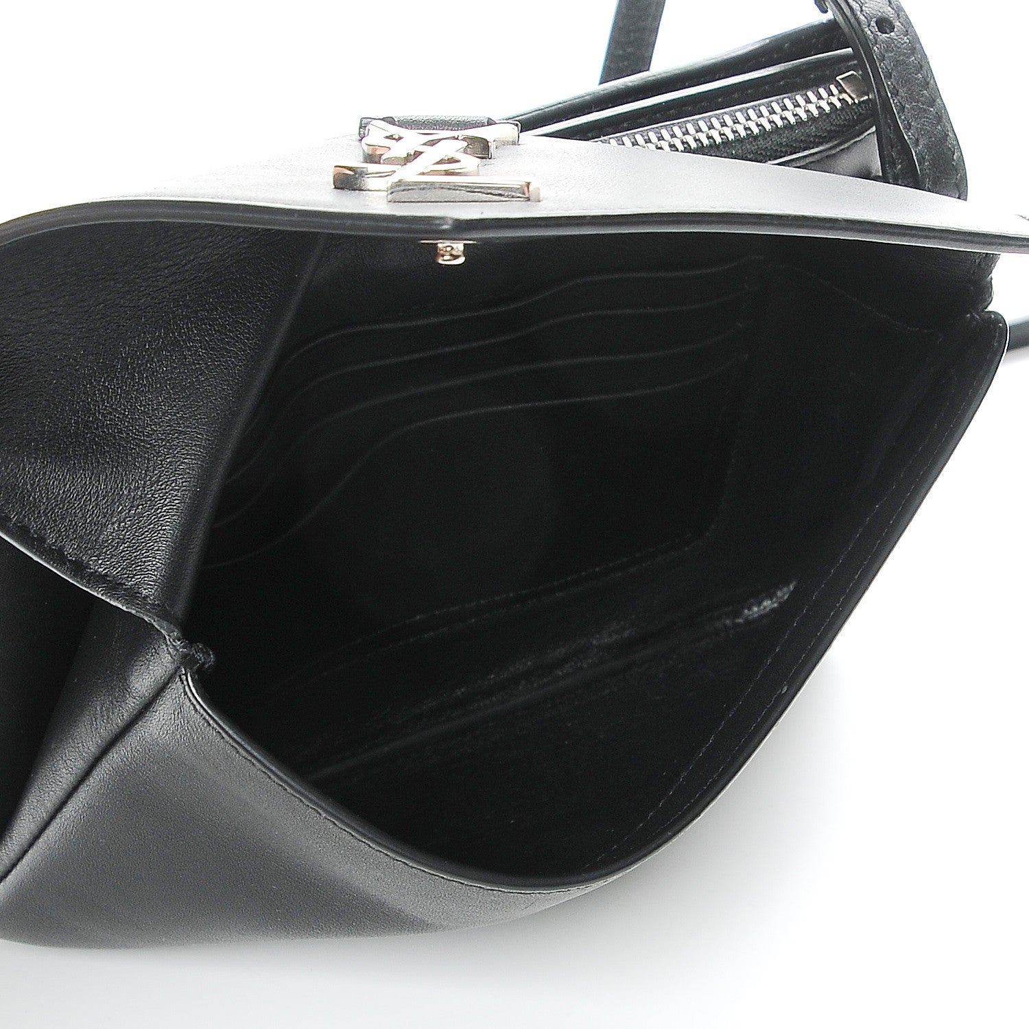 Saint Laurent Calfskin Monogram Tri Pocket Crossbody Bag Black 5 of 8