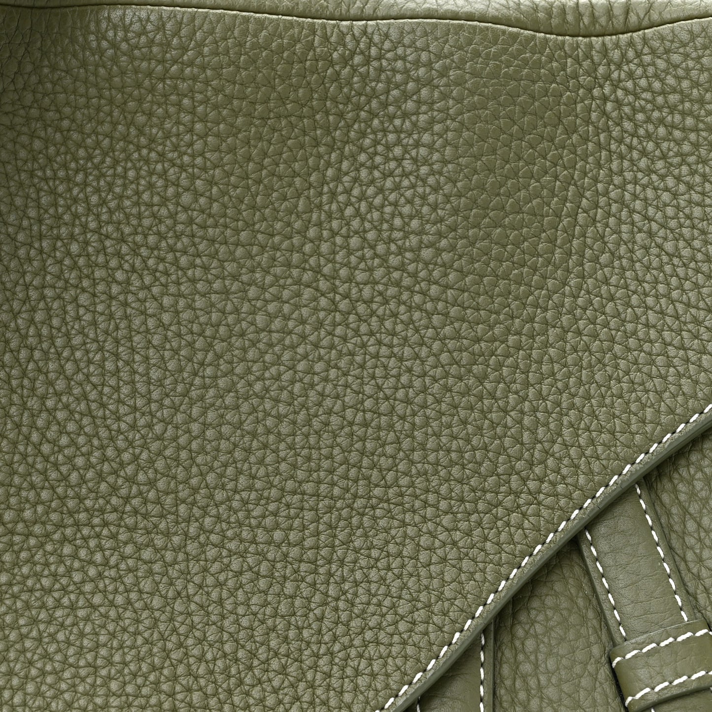 Grained Calfskin Mini Soft Saddle Bag Olive