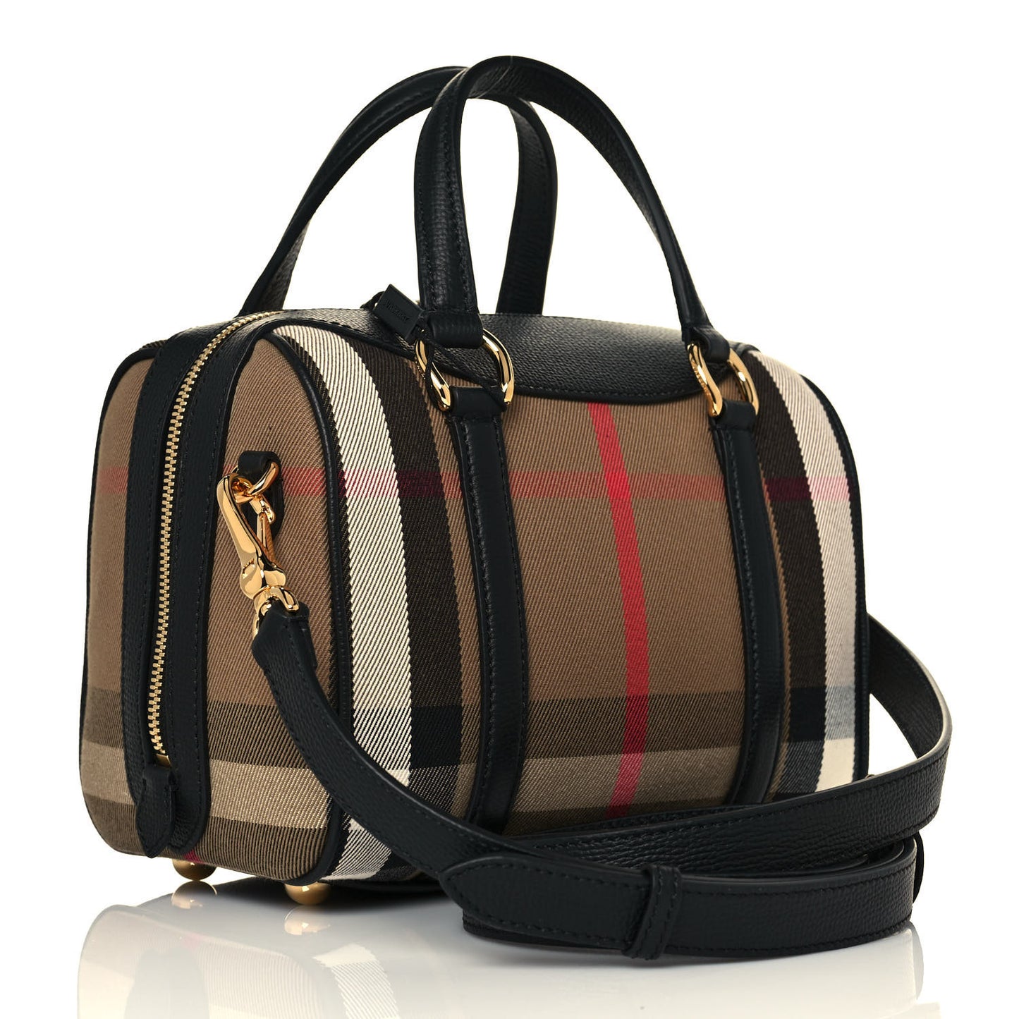 House Check Derby Calfskin Small Alchester Bowling Bag Black