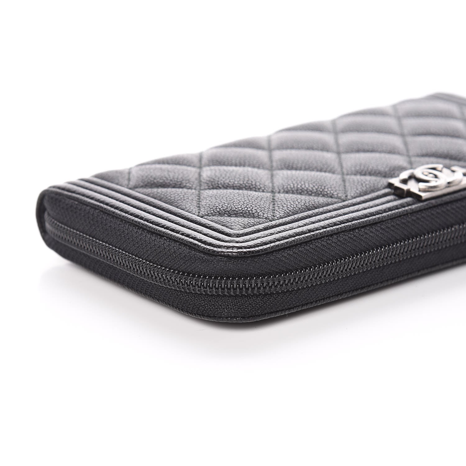 Chanel Caviar Quilted Boy Long Zip Around Wallet Black 9 of 12
