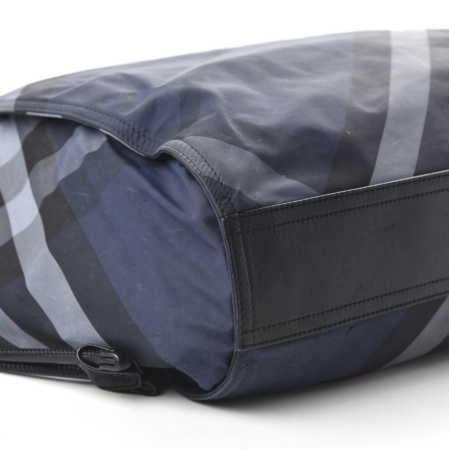 Nylon Check Small Buckleigh Packable Tote Navy Blue