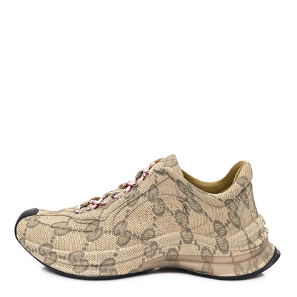 Gucci Ultralight Plume Calfskin Monogram Printed Womens Gucci Run Sneakers 38.5 Beige Ebony 1 of 11