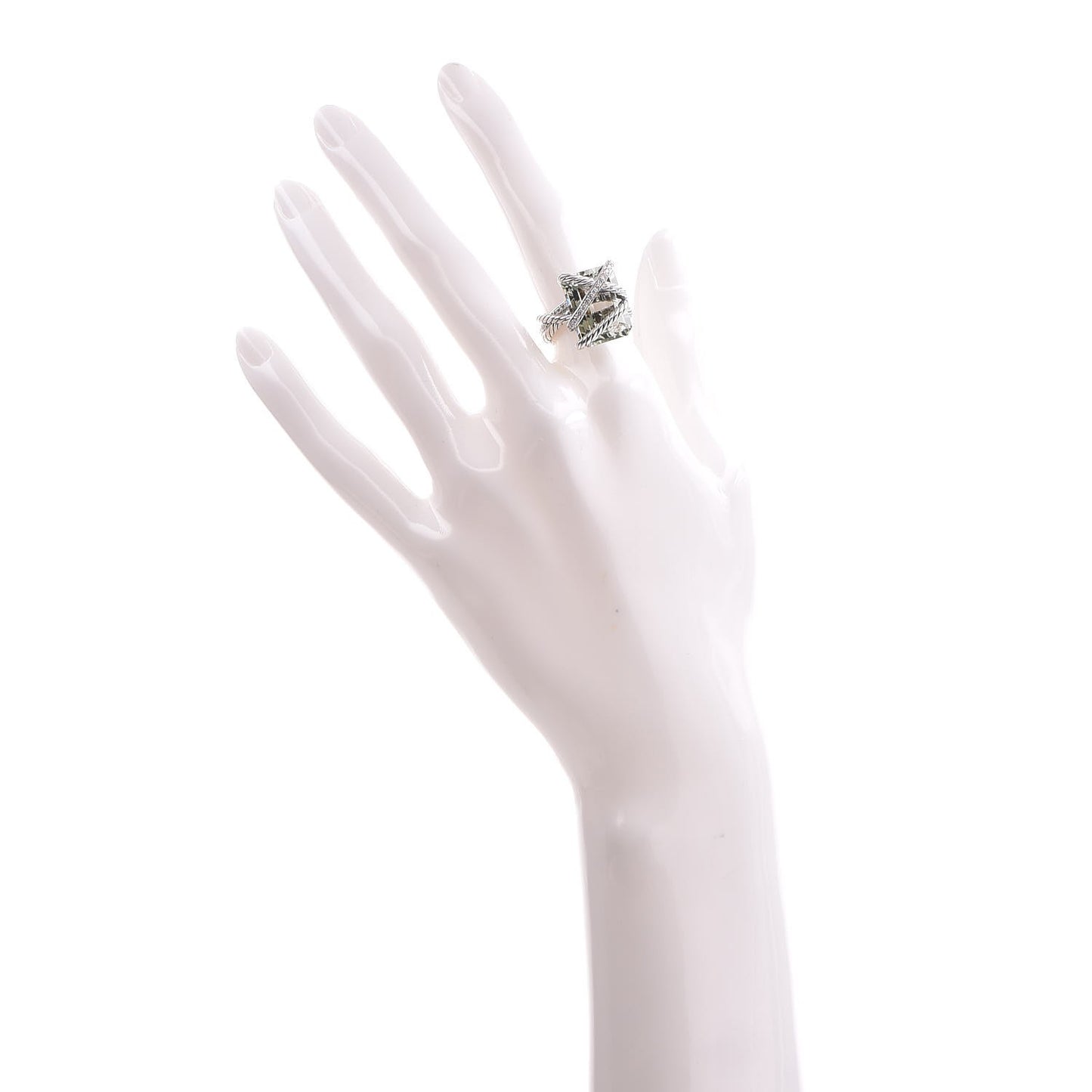 Sterling Silver Diamond Prasiolite 15mm Cable Wrap Ring 59.1 5.5