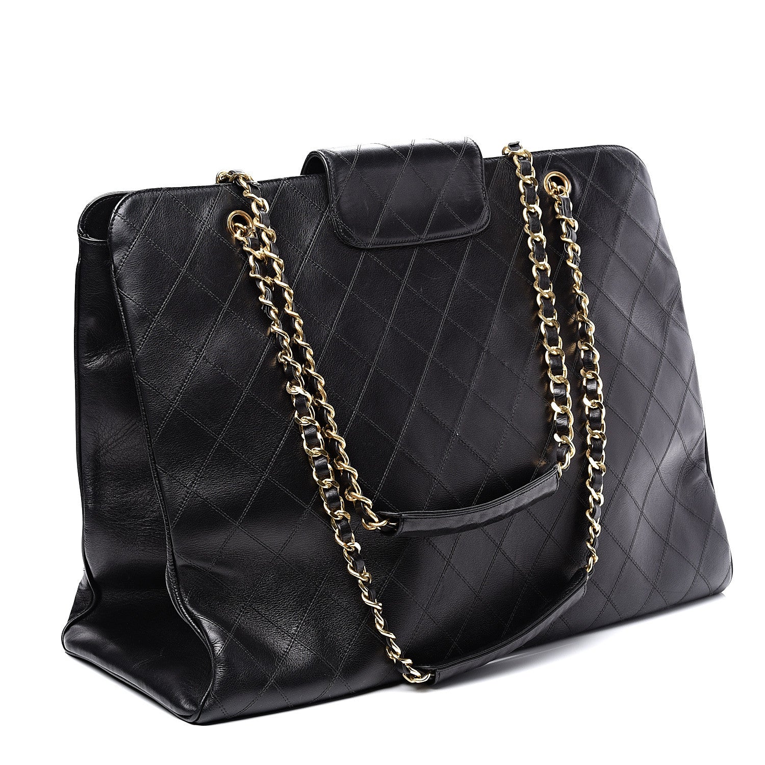 Chanel Calfskin Stitched XL Weekender Black 2 of 14
