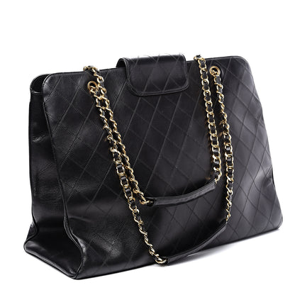 Chanel Calfskin Stitched XL Weekender Black 2 of 14