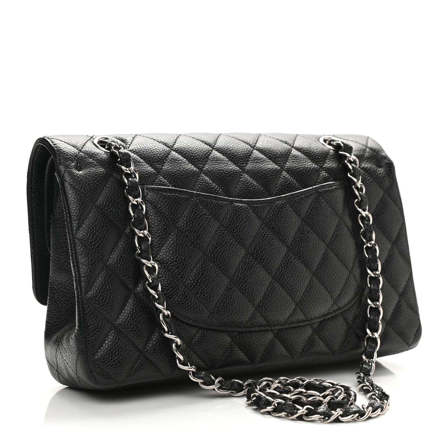 Caviar Quilted Medium Double Flap Black