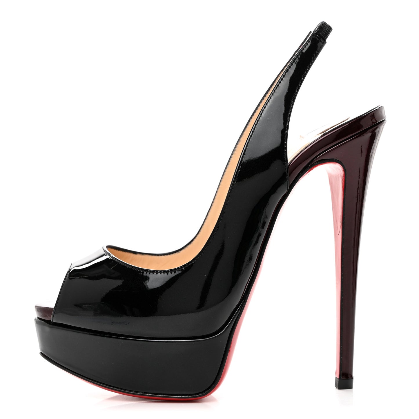 Patent Lady Peep Sling 150 Pumps 35.5 Black