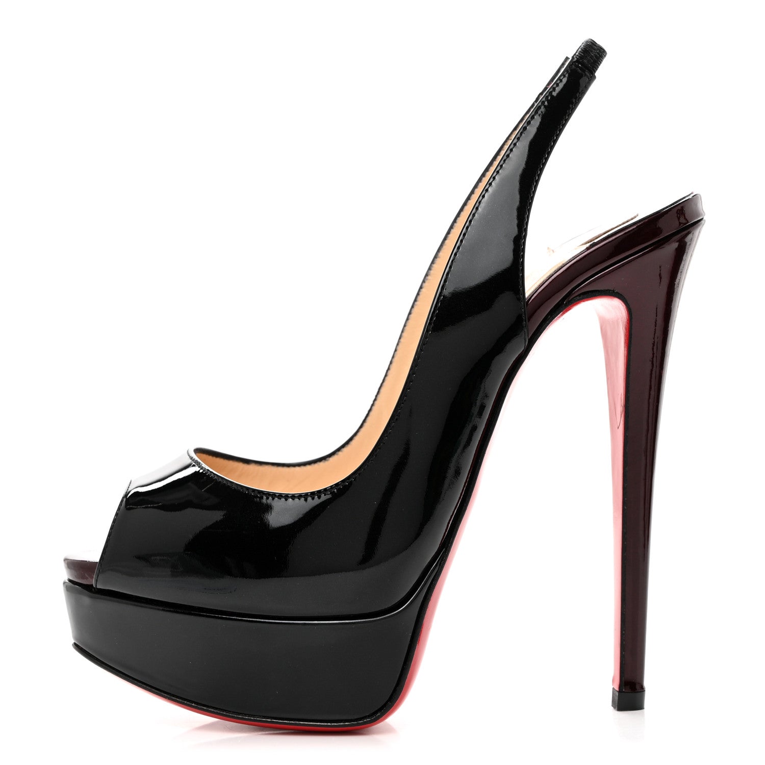 Christian Louboutin Patent Lady Peep Sling 150 Pumps 35.5 Black 1 of 8