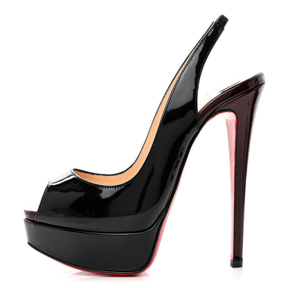 Christian Louboutin Patent Lady Peep Sling 150 Pumps 35.5 Black 1 of 8