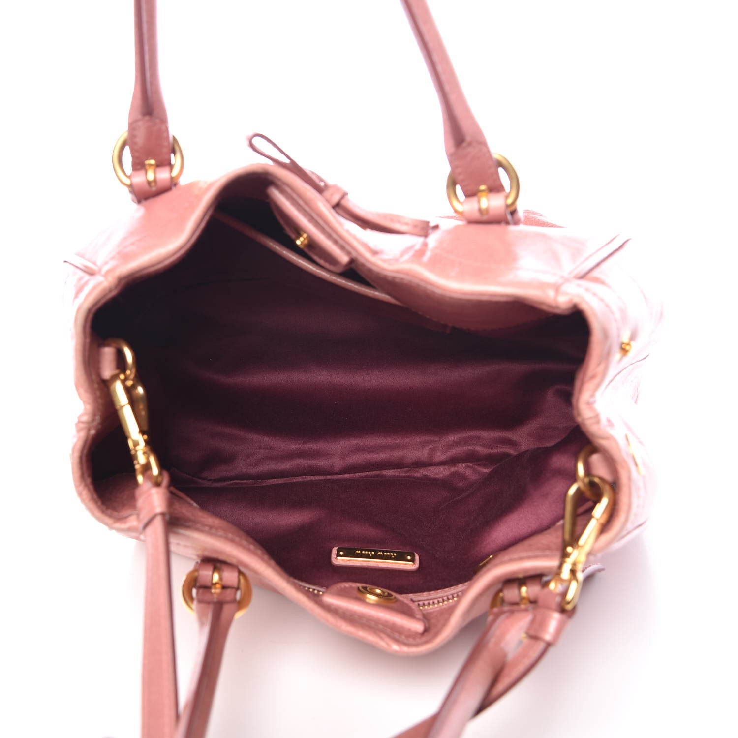 Miu Miu Vitello Shine Small Bow Shopping Tote Loto 6 of 17