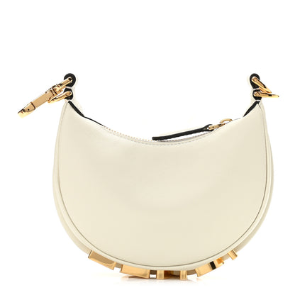 Fendi Vitello Grace Matte Nano Fendigraphy Hobo Charm White Ice 1 of 9