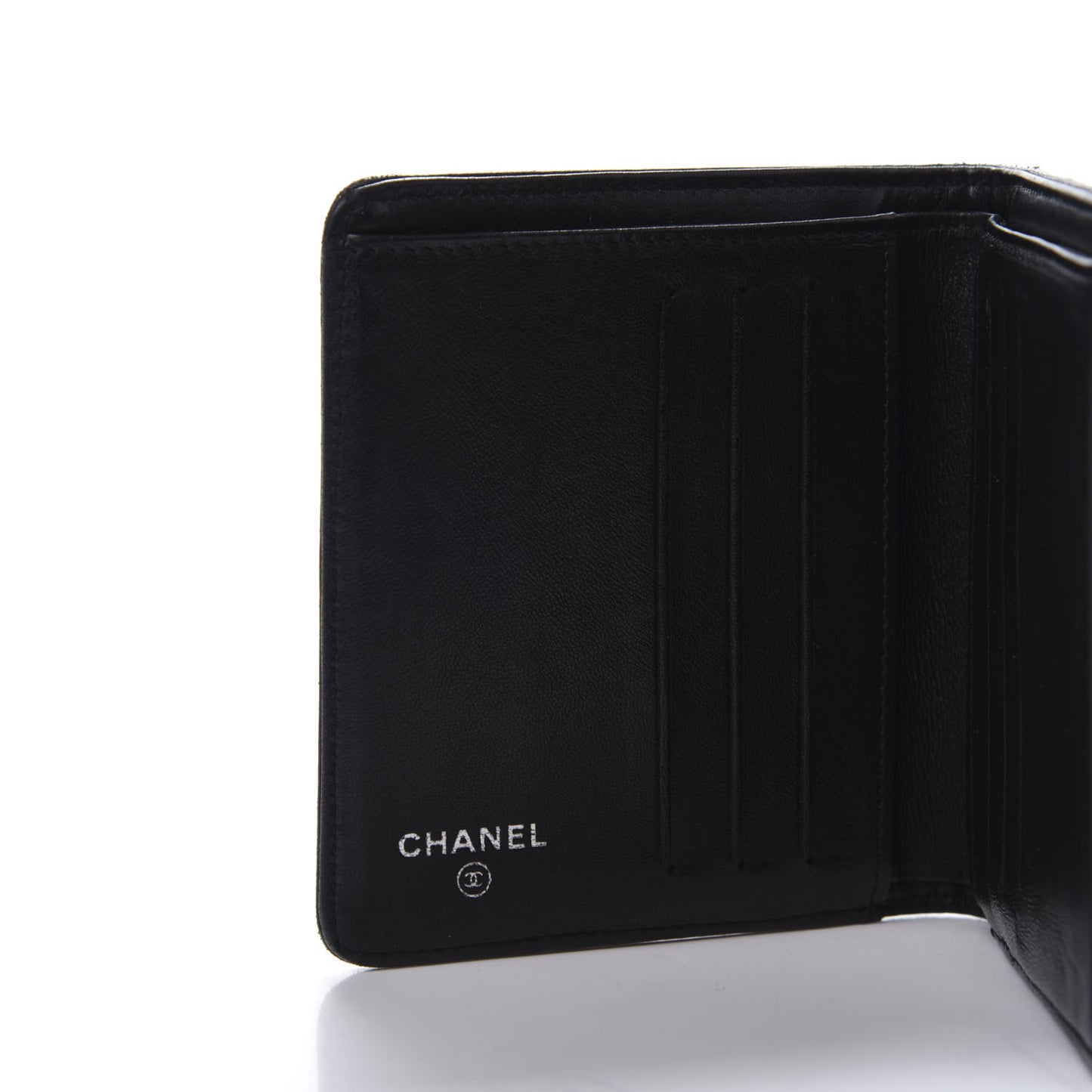Embossed Lambskin Travel Bi-Fold Wallet Black