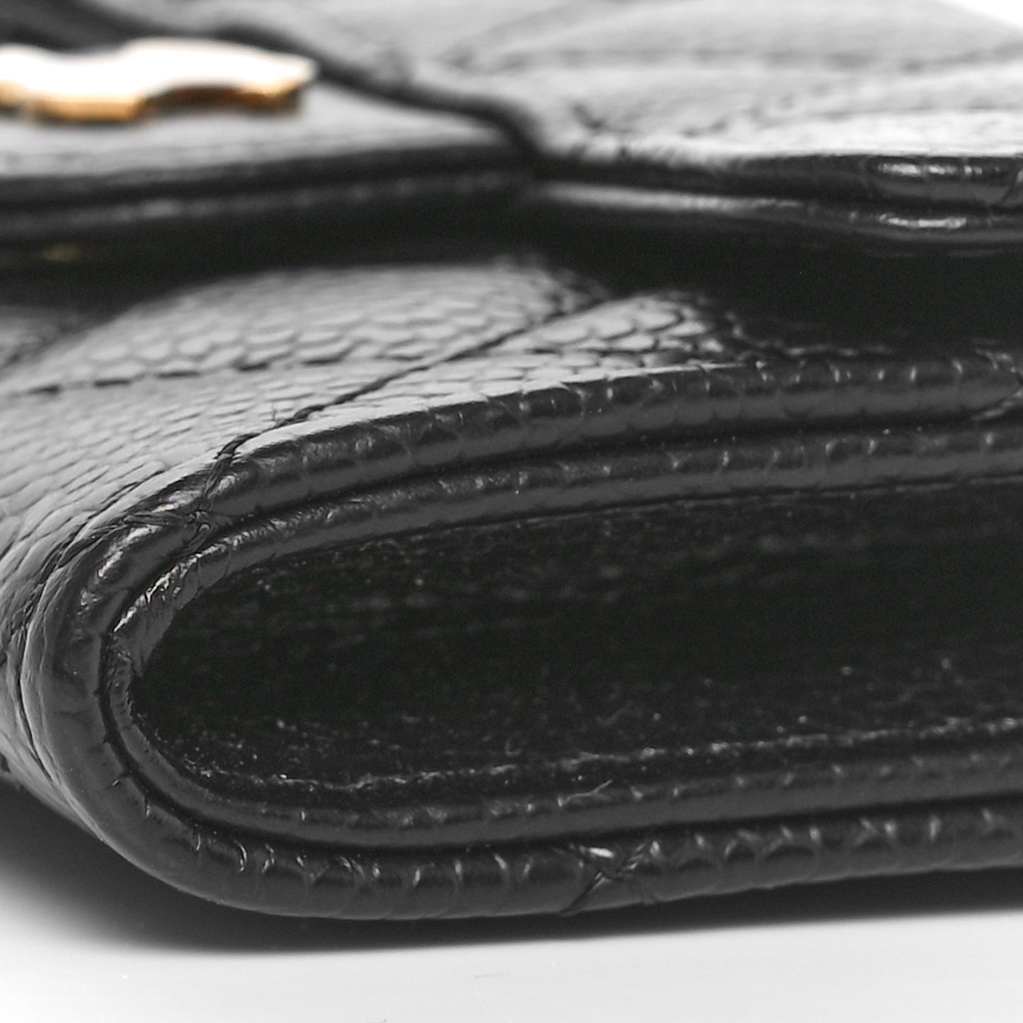Caviar Quilted Flap Card Holder Wallet Black