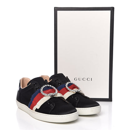 Gucci Canvas Crystal Sylvie Web Womens Ace Sneakers 38 Black 17 of 17