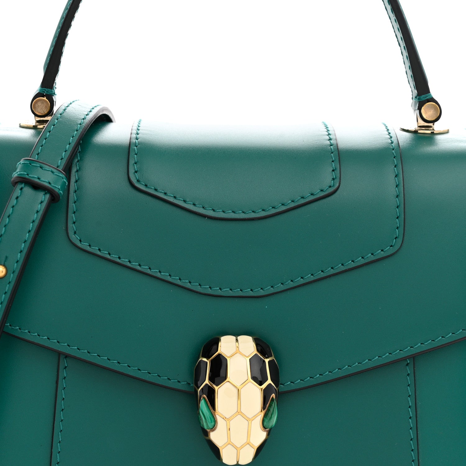 Bulgari Calfskin Serpenti Forever Top Handle Emerald Green 8 of 10