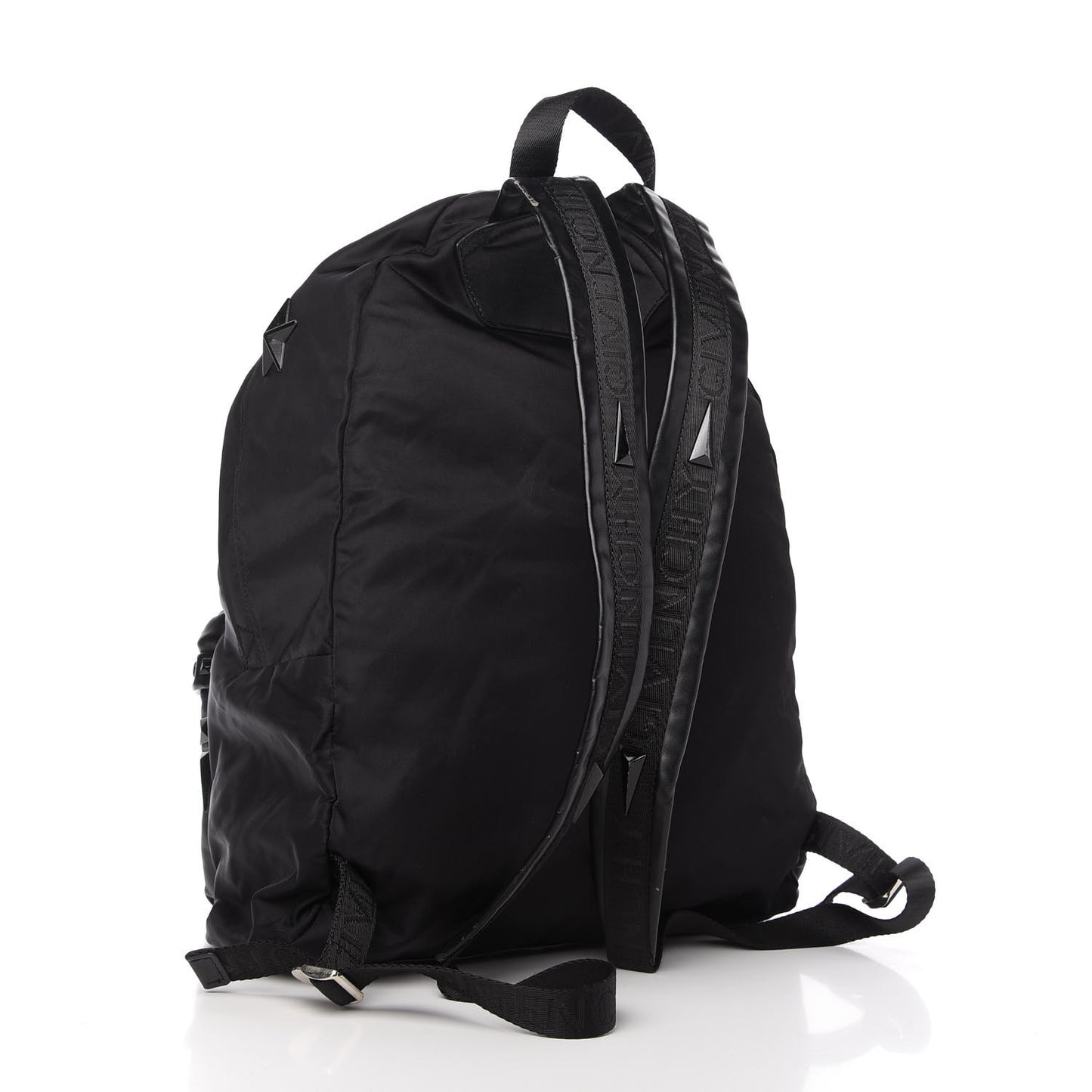 Nylon Calfskin Studded Backpack Black