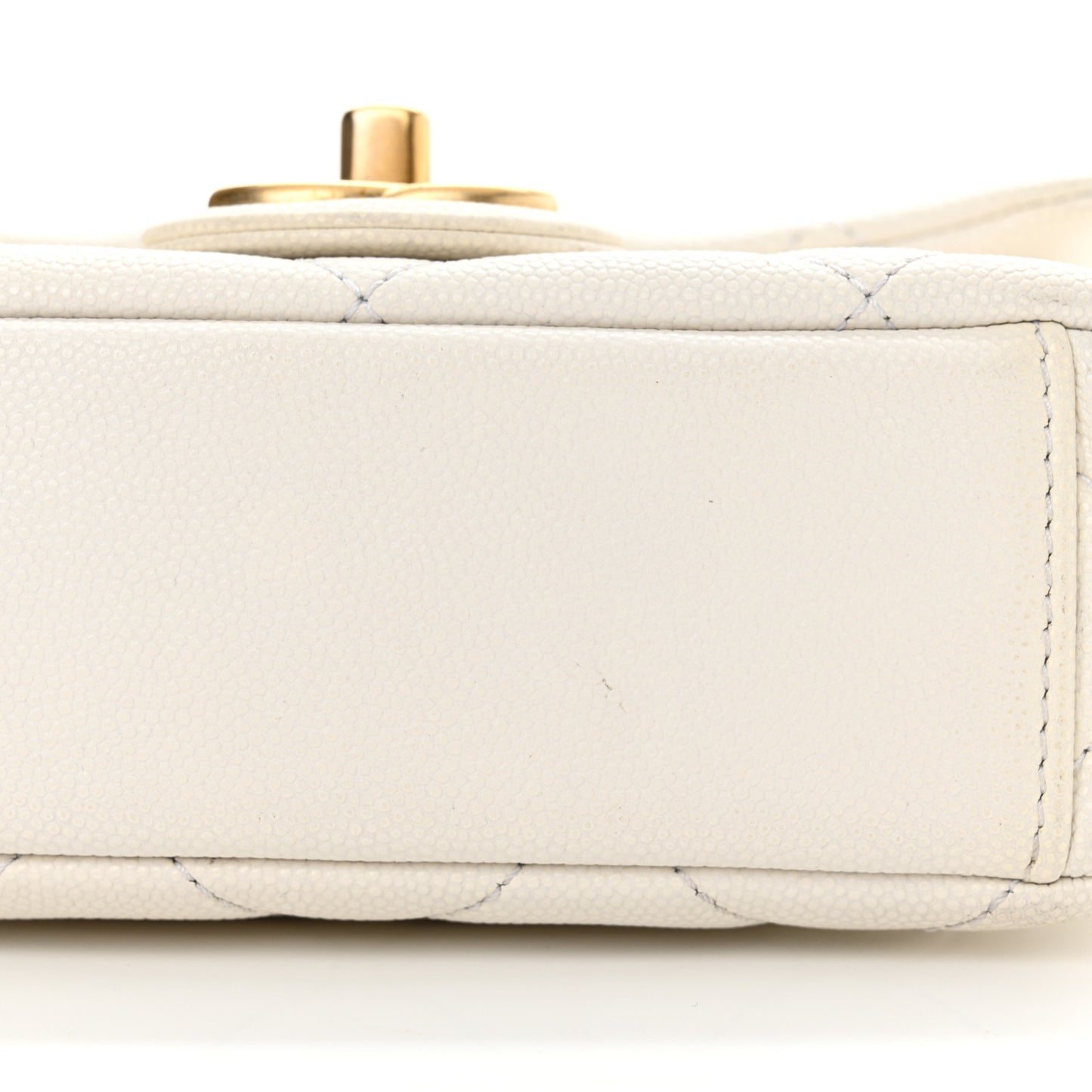 Caviar Quilted Mini Twist Your Buttons Flap White