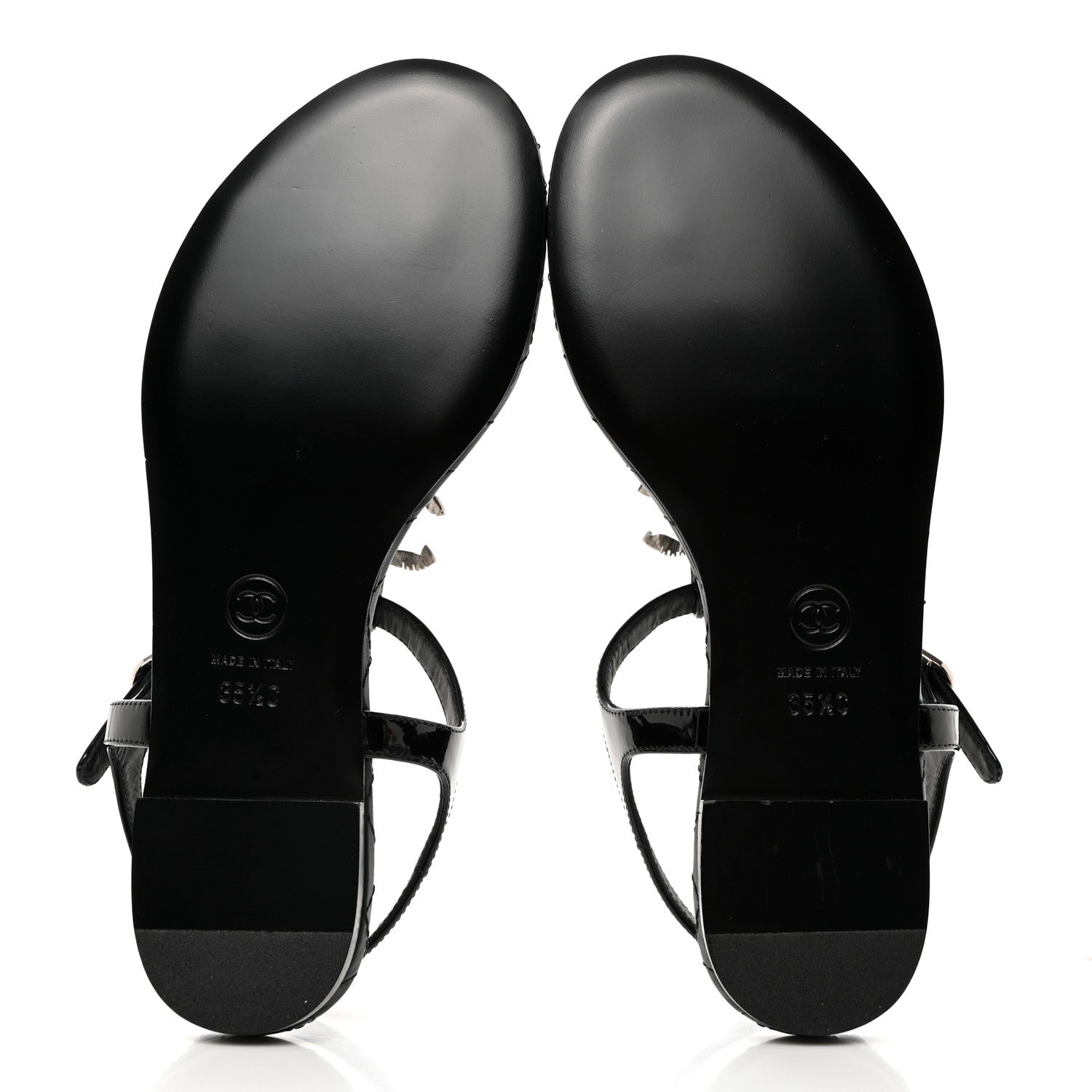 Chanel Patent CC Thong Sandals 35.5 Black 6 of 8