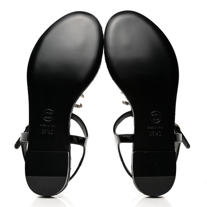 Chanel Patent CC Thong Sandals 35.5 Black 6 of 8