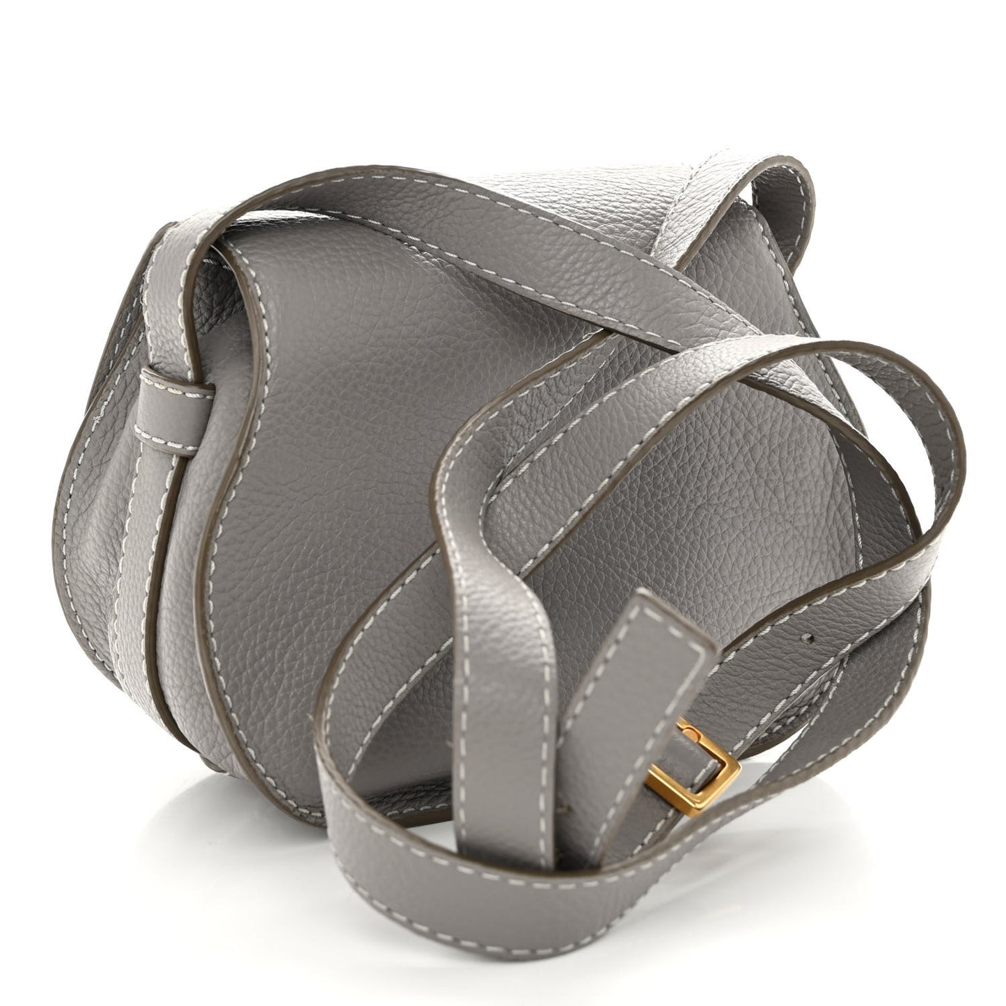 Calfskin Mini Marcie Round Crossbody Bag Cashmere Grey