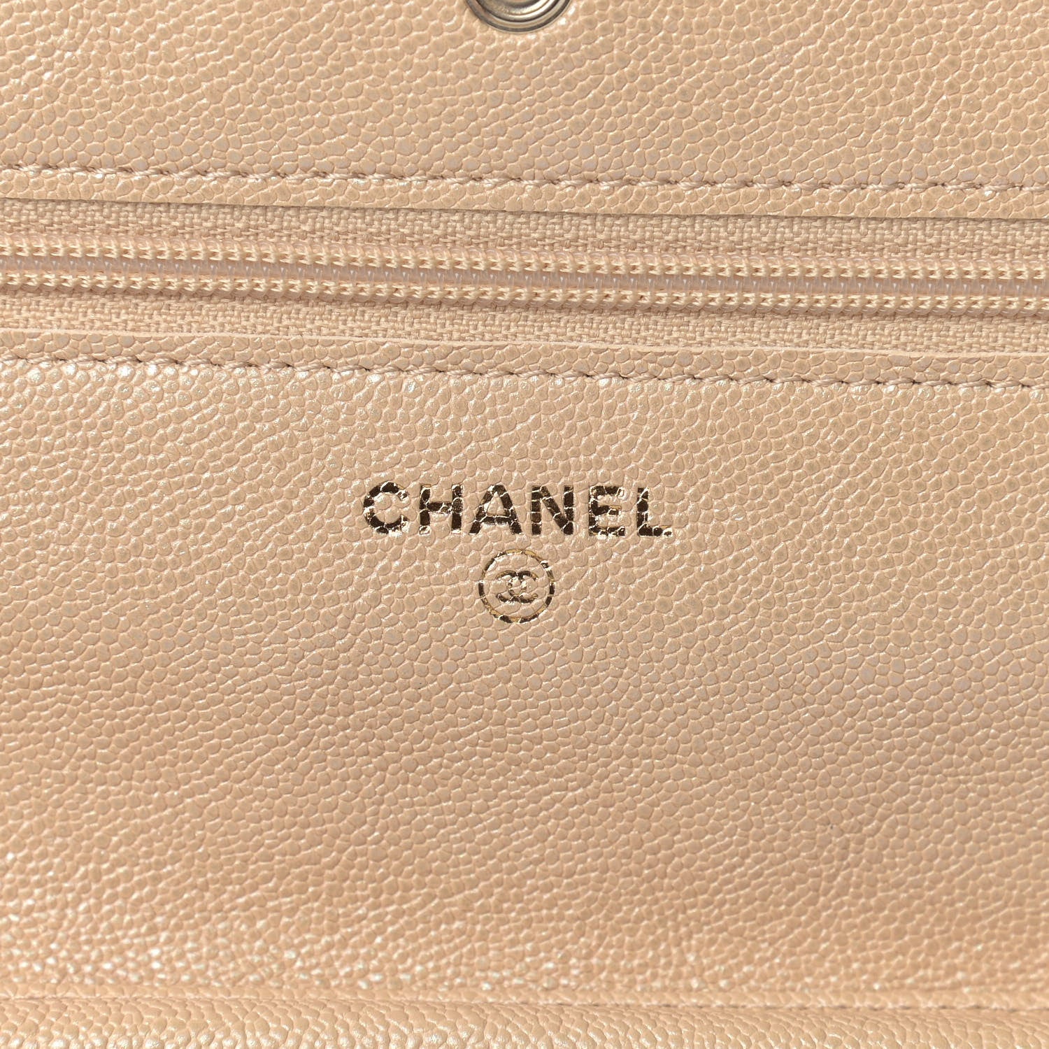 Chanel Iridescent Caviar Quilted Wallet On Chain WOC Beige 6 of 10