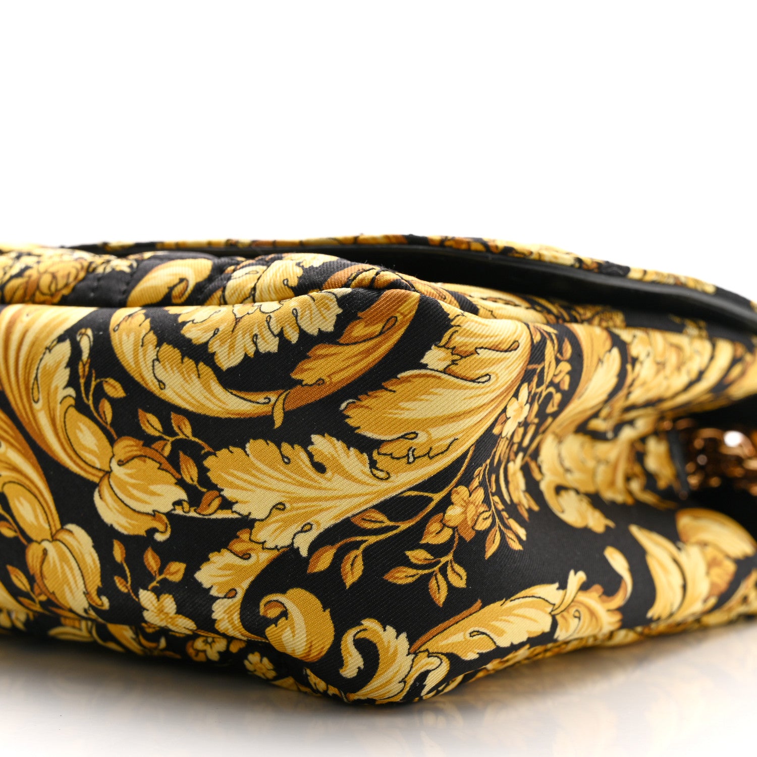 Versace Silk Barocco Printed Quilted Virtus V Chain Flap Shoulder Bag Black Gold 9 of 9